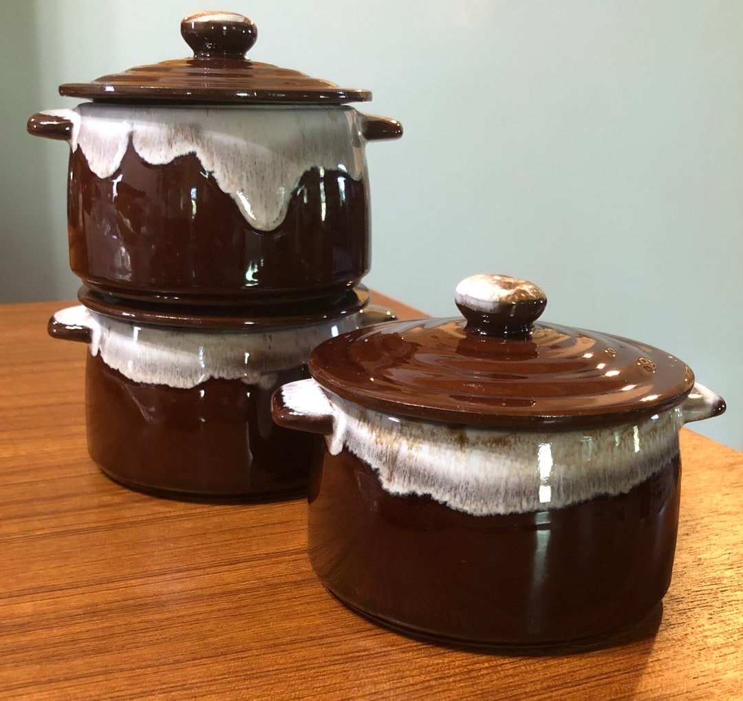 Dripware Ovenproof Stoneware Individual French Onion Soup Tureen Crock