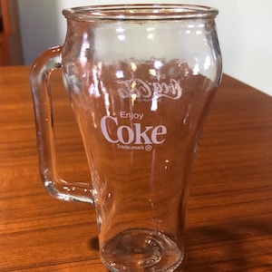 Coca-Cola Coke Soda Pop Glass with Handle 1970s Made in Canada Collectible Vintage Memorabilia Old Time Fountain Float Cup Barware Drinkware