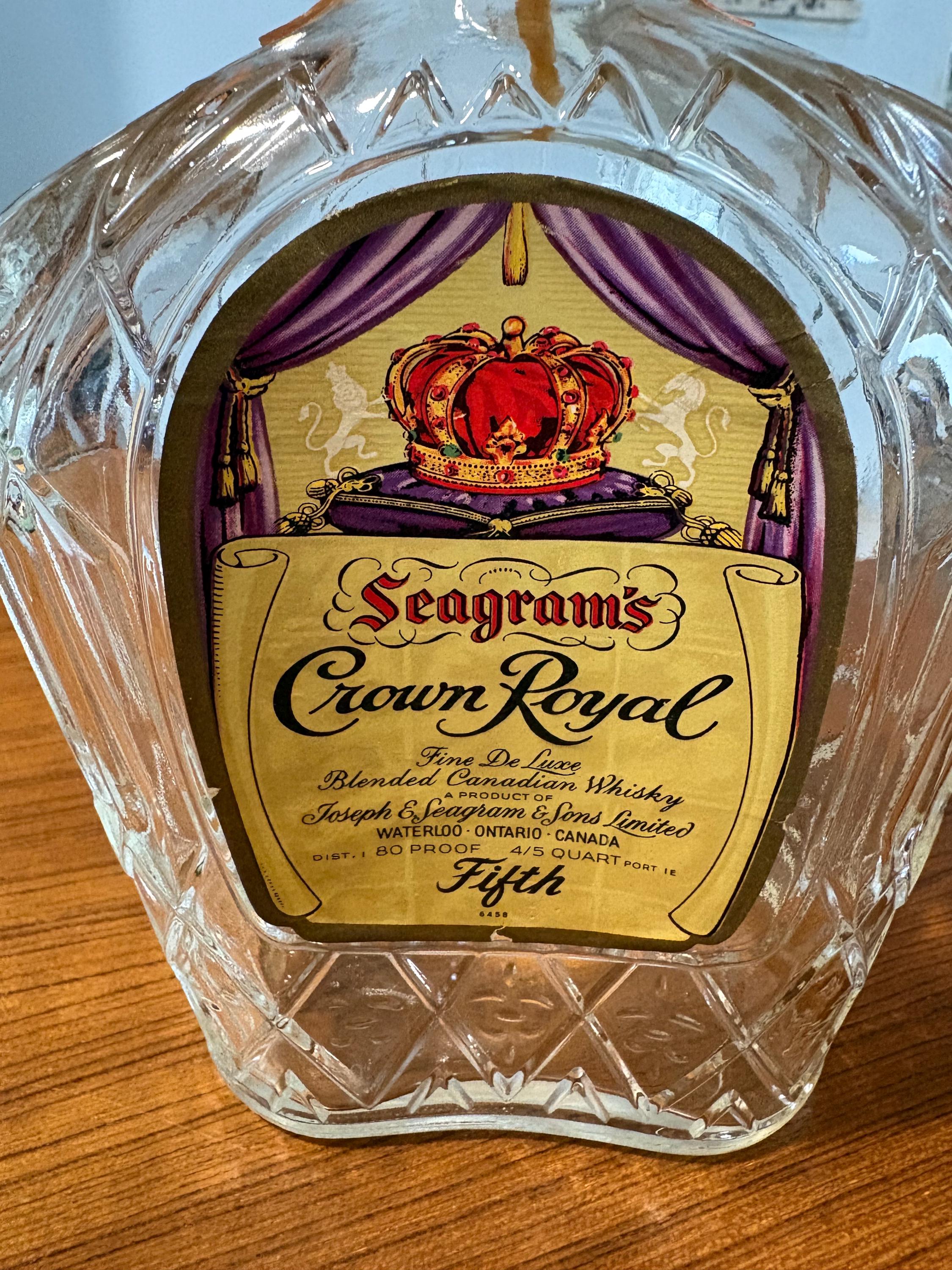 Seagram's Crown Royal Vintage 1962 Decanter Bottle Original Tax