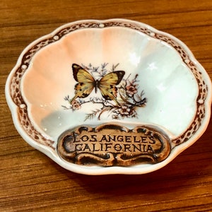 Treasure Craft USA Vintage Los Angeles California Dog Face Butterfly Souvenir Trinket Dish