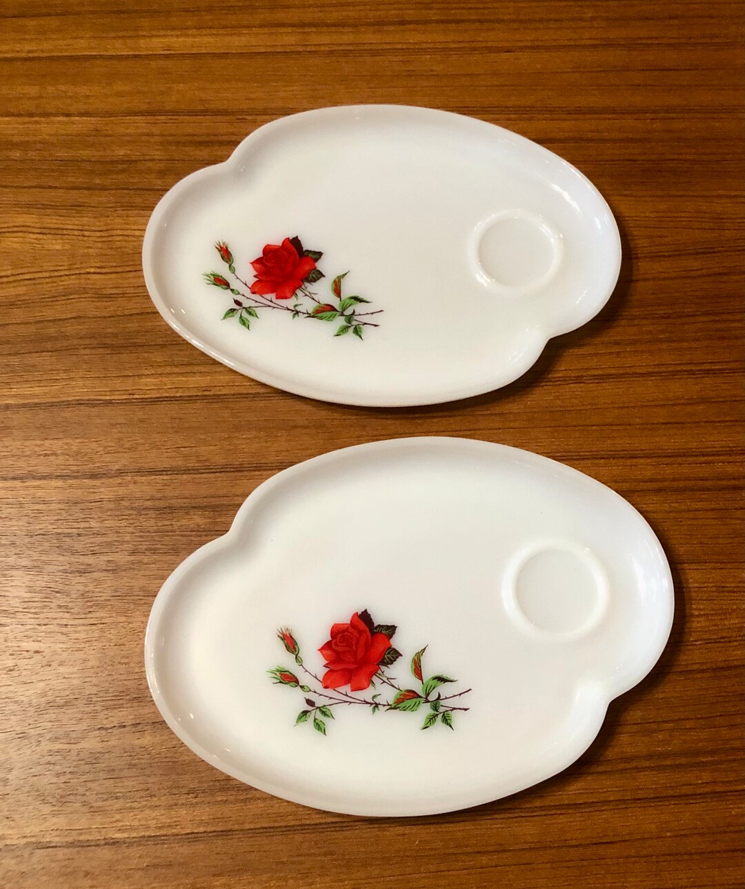 Rosecrest by Federal Glass Company Dura-white With Rosebud Snack ...