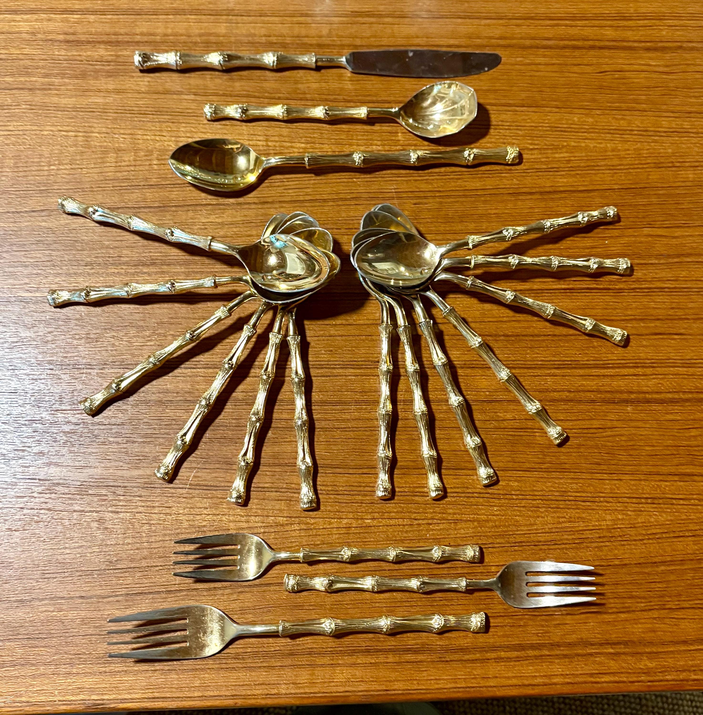 Oxford Hall Gold Jade Bamboo Handle 13 Teaspoon One Iced Teaspoon
