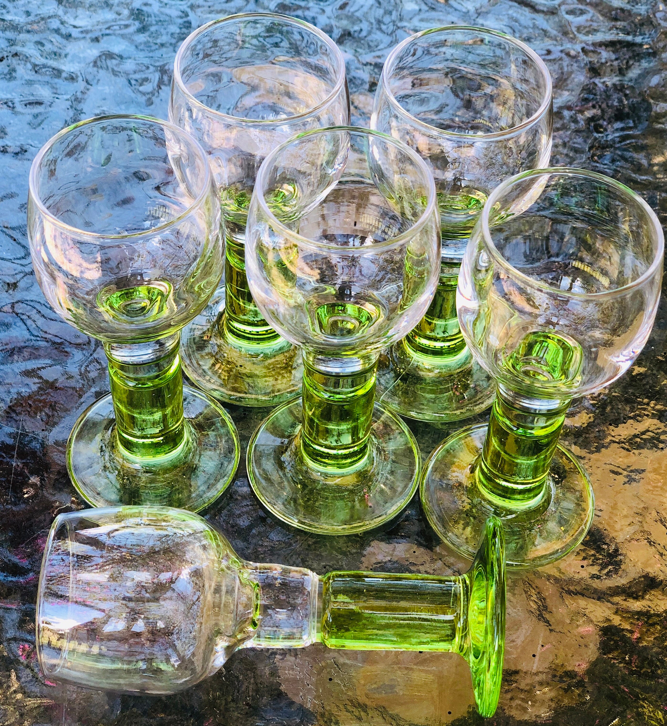 6 Santero 958 GREEN Glass Cups