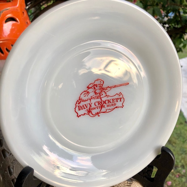 Disney Davy Crocket Hazel Atlas Collectible Disney Milk Glass Children's Luncheon Salad Plate