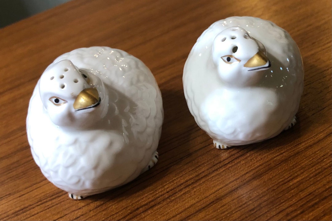 Aynsley England White Quail Salt & Pepper Shakers Set Hand Painted Fall
