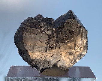 Aesthetic Gwindel Shape Smokey Quartz Crystal with Rutile / Aegirine Inclusions from Skardu Pakistan N-6