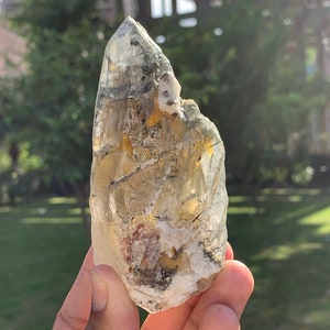 Quartz Crystal With Spessartine Garnet / Muscovite & Rutile Inclusions From Shigar Skardu Pakistan N-13
