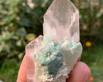 Pink Kunzite Crystal Specimen – Quartz & Indicolite Tourmaline, Afghanistan