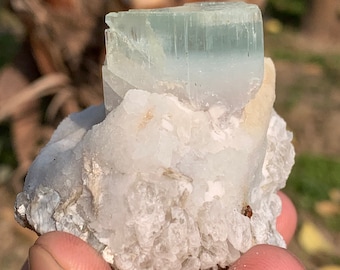 Aqua-Morganite Crystal Specimen: Blue & Pink Beryl on Mother-Rock, Pakistan