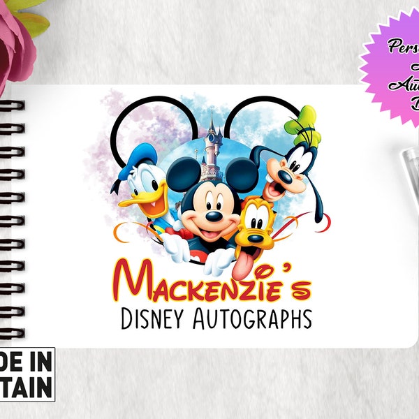 Personalised Disney Autograph Book, Disney Inspired Book, Disney 2024 Book, Disney Gift, Gift For Disney Kids Fab 5 Autograph Book
