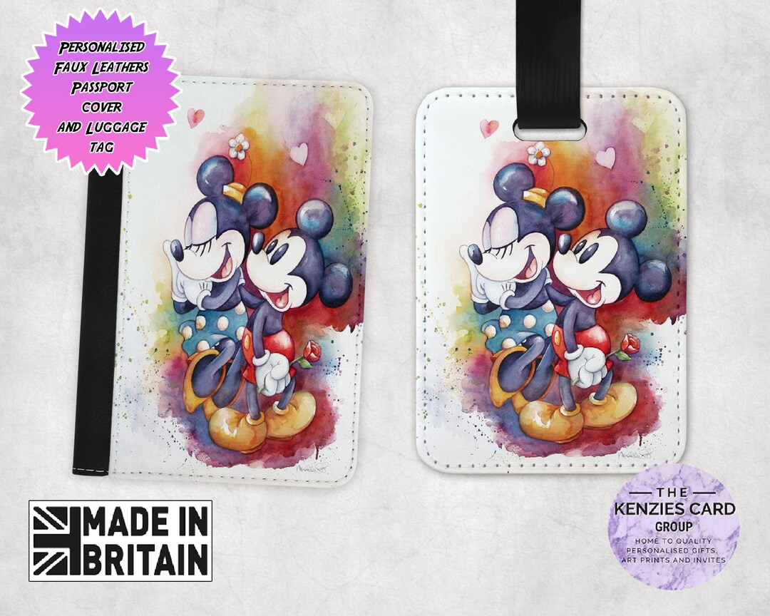 Personalised Matching Faux Leather Disney Passport Cover and Luggage