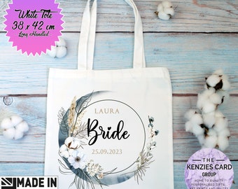 Personalised Bride Bag Tote, Bride To Be Gifts, Bridal Party Gifts, Wedding Day Bride Gift, Bridal Shower, Botanical Theme Summer Spring