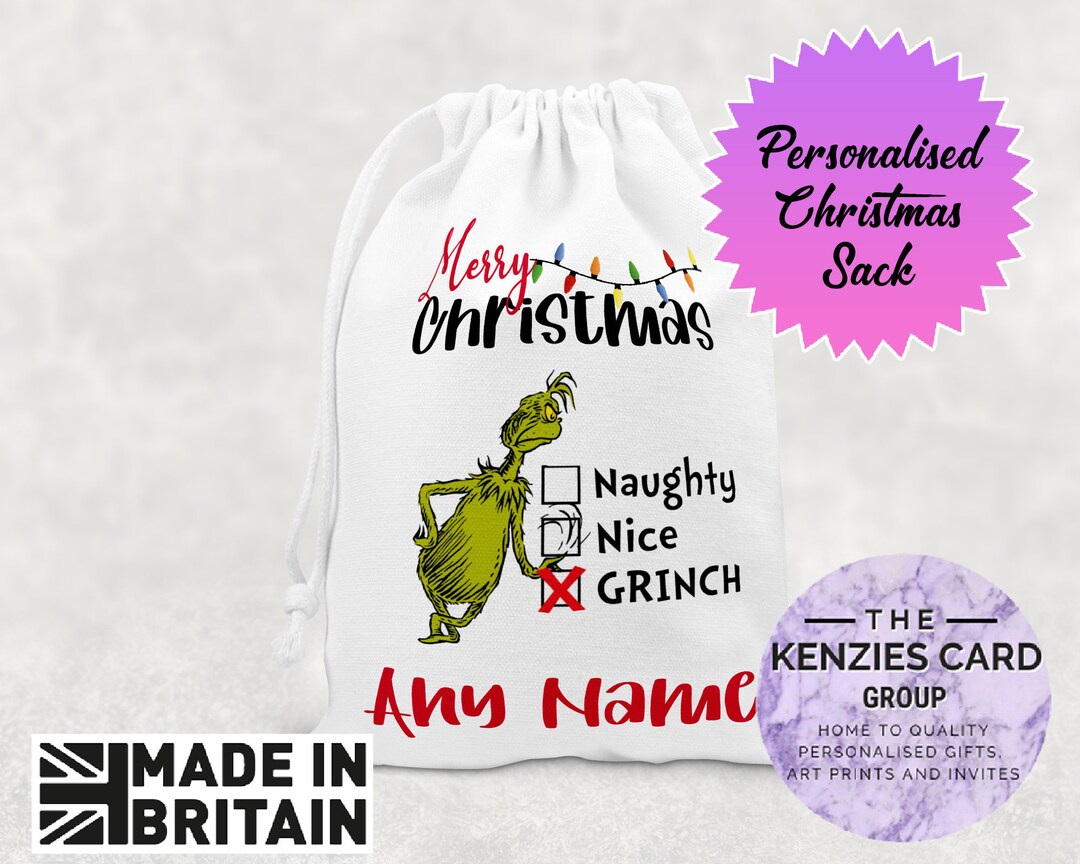 Personalised the Grinch Christmas Sack Santa Sack Etsy