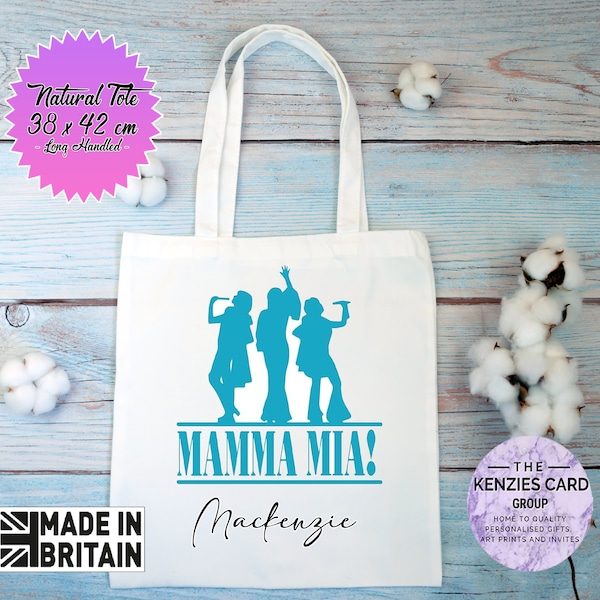 Personalisd Mamma Mia The Musical Tote Bag. Musical Lover Tote Bag. Birthday Gift Bag Christmas Gift