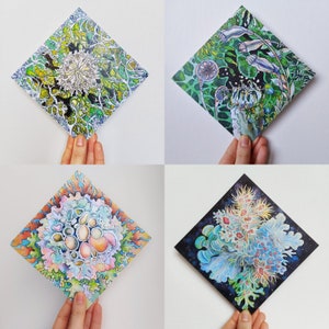 4 Colección impresa, Moss, Lichen, biología, ilustración botánica, regalo familiar, botánica, hongos, hecho a mano, abril de cumpleaños, naturaleza, postal, diy
