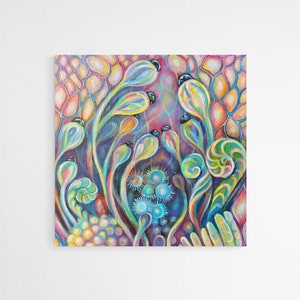 Impresión botánica, postal de hongos, obras de arte fungidas, ilustración trippy, arte botánico, cartel de biología, regalo amante de la naturaleza, micología, cigomycota