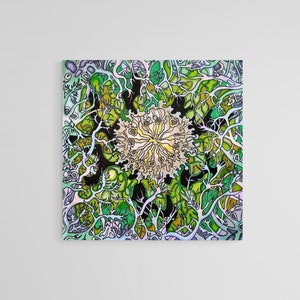 Imprimer, Carte postale, Fait à la main, Dessin de Lichen, Illustration botanique, Cadeau, psychédélique, botanique, biologie, vert, pour elle, pour lui, trippy, diy