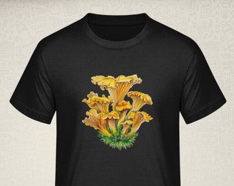 Original artwork Tee, Chanterelle t-shirt, Gift idea,Biology tee,Fungi clothes,Mycology tee,Fungi t-shirt,Yellow mushroom tee,Botany clothes