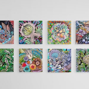 8 Print Collection, Botanische Illustration, Familie, Geschenk, Druck, Pilz, Botanik, Pilze, handgemacht, Liebesgeschenk, Pilze, Moos, Natur, Postkarte
