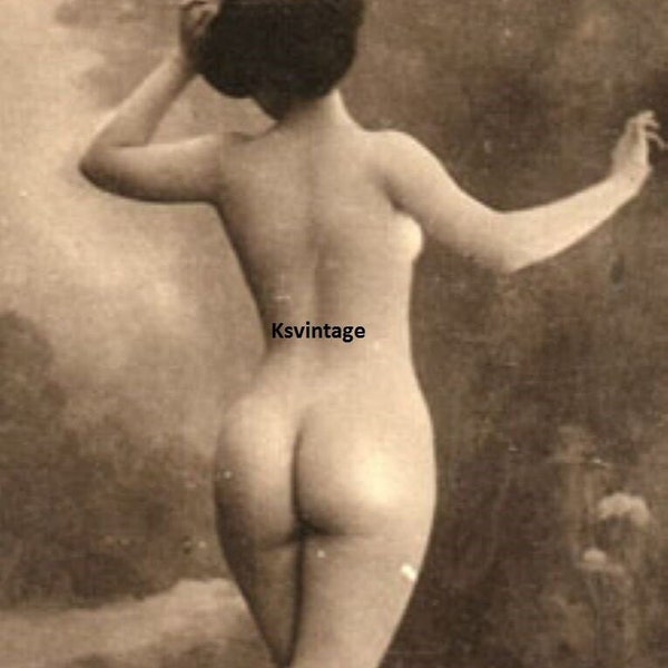 Vintage Nude Dark Haired Woman Posing Art Photo 4 by 6