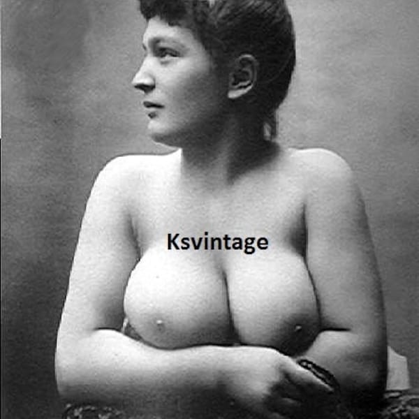 Vintage Nude Large Breast Woman Posing Art Photo 4 by 6