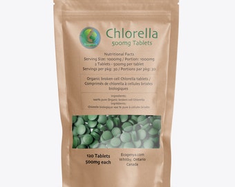 Organic Chlorella Tablets - Natural Superfood Supplement for Energy and Detox | Ecogenya