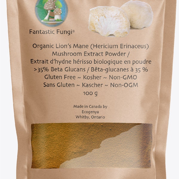 Organic Lions Mane (Hericium Erinaceus) Mushroom extract powder / Extrait d’hydne hérisson (Hericium Erinaceus) biologique en poudre