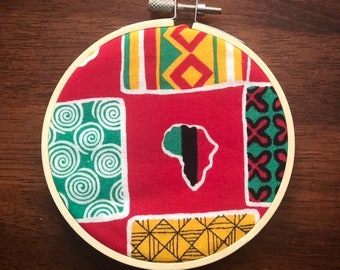 African Embroidery Hoop Christmas Ornament, African American Holiday Decor, Kwanzaa ornament