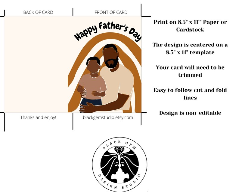 African American Father&rsquo;s Day Greeting Card, Black Dad Printable