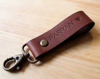 PERSONALIZED KEY RING in genuine leather / personalized Christmas gift for men or women / couple gift / leather wedding / housewarming