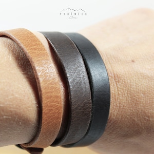 Bracciale minimalista in pelle nera, marrone o marrone chiaro