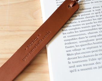 Personalized brown leather bookmark for reader / personalized dad gift / mother's day gift / teacher gift