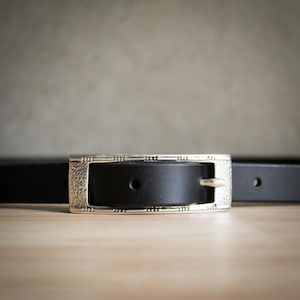 Slim leather belt for women comfortable unique handmade in france full grain vegetable tanned leather for dress or pant gift for her