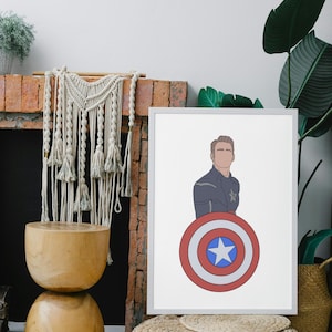Captain America/Marvel-inspired Patriotic Hero Printable | Shield Fan Art | Digital Download Wall Decor | Super Soldier Poster