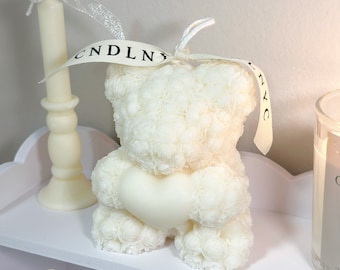 CNDLNYC | BIG SIZE Heart Rose Bear Candle - Perfect Valentine's Day Gift for Her