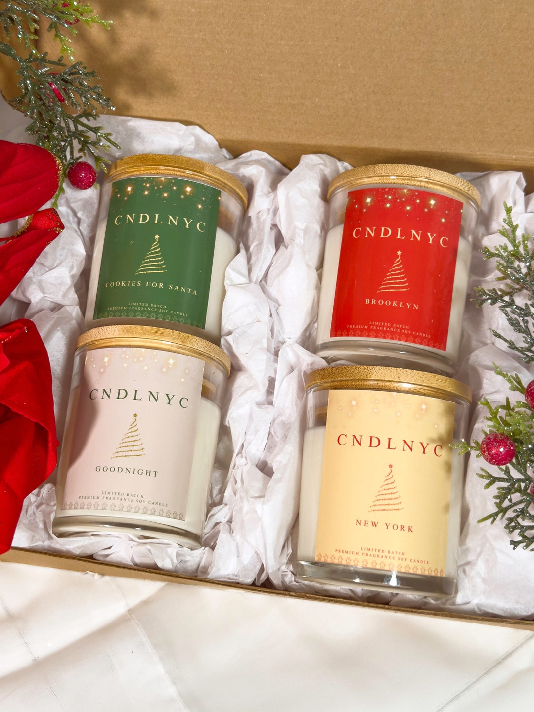 CNDLNYC Christmas/holiday Candle 4 Pcs Set Holiday Candle Set Soy