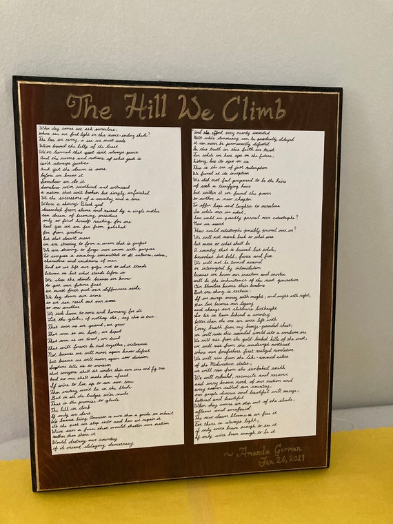 The Hill We Climb by Amanda Gorman Inauguration Poem Custom 