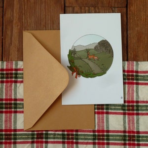 Carte de Noël - Biche et faon