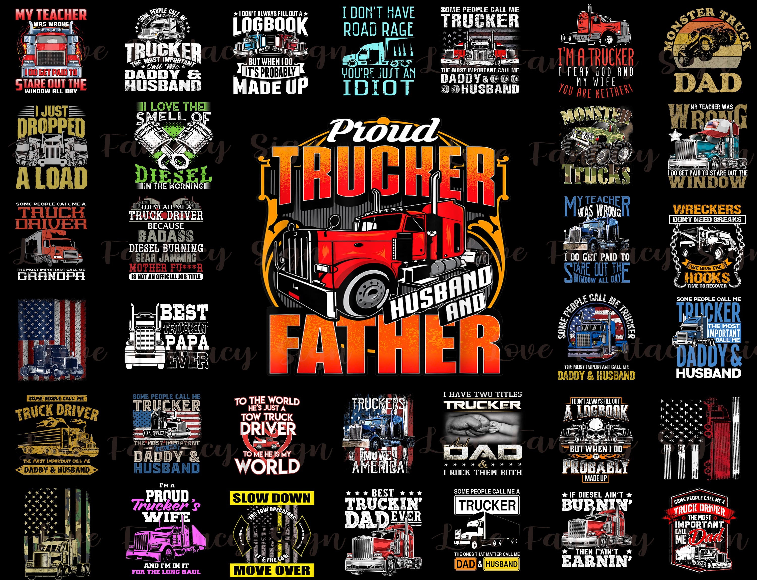 34 Bundle Truck Driver PNG Trucker Daddy Husband Png Father | Etsy