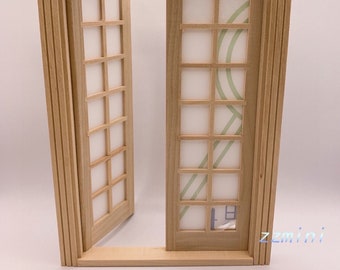Miniature 1/12 Double Door French Wooden Dollhouse Housework Can Be Painted Dec