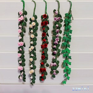 1/12 Dollhouse Miniatures 5 Color Climbing  Roses Clay Flowers Vine Bendable Garlands Yard Wall Garden Decoration