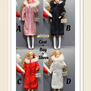 Handmade Clothes For 11.5in Fashion Doll Coat Long Jacket Parka Warm Miniature Coat