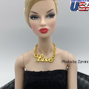Handmade Fashion Doll LOVE Letter Golden Alloy Necklace Accessories
