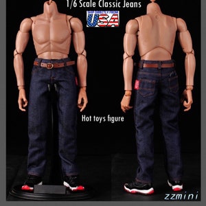 1/6 Scale Men Blue Classic Jeans Pants For 12" Hot Toys Phicen Action Figure BJD