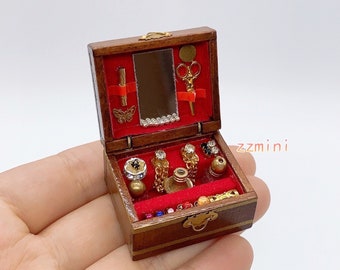 1/12 Dollhouse Miniature Jewelry Box Storage Box Supply Accessory Room Decoration Toys New