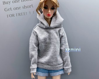 Handmade Grey Hoodie For 11.5inch Fashion Doll Princess Top Doll Clothes 1/6 Toy
