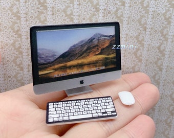 1:12 Dollhouse Miniature 3PCS Set Desktop Computer Keyboard Mouse Accessory