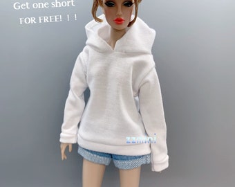 Handmade White Hoodie For 11.5inch Fashion Doll Princess Top Doll Clothes 1/6 Toy