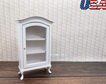 Dollhouse Miniature 1:12 Wood Display Cupboard Cabinet Shelf Showcase Food Drink