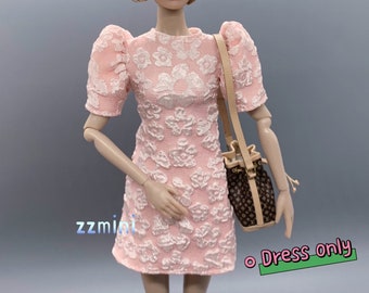 Modepuppen Kleid Rosa Blume Kleines Klassisches Abendkleid Kleidung für 11.5 "Puppe